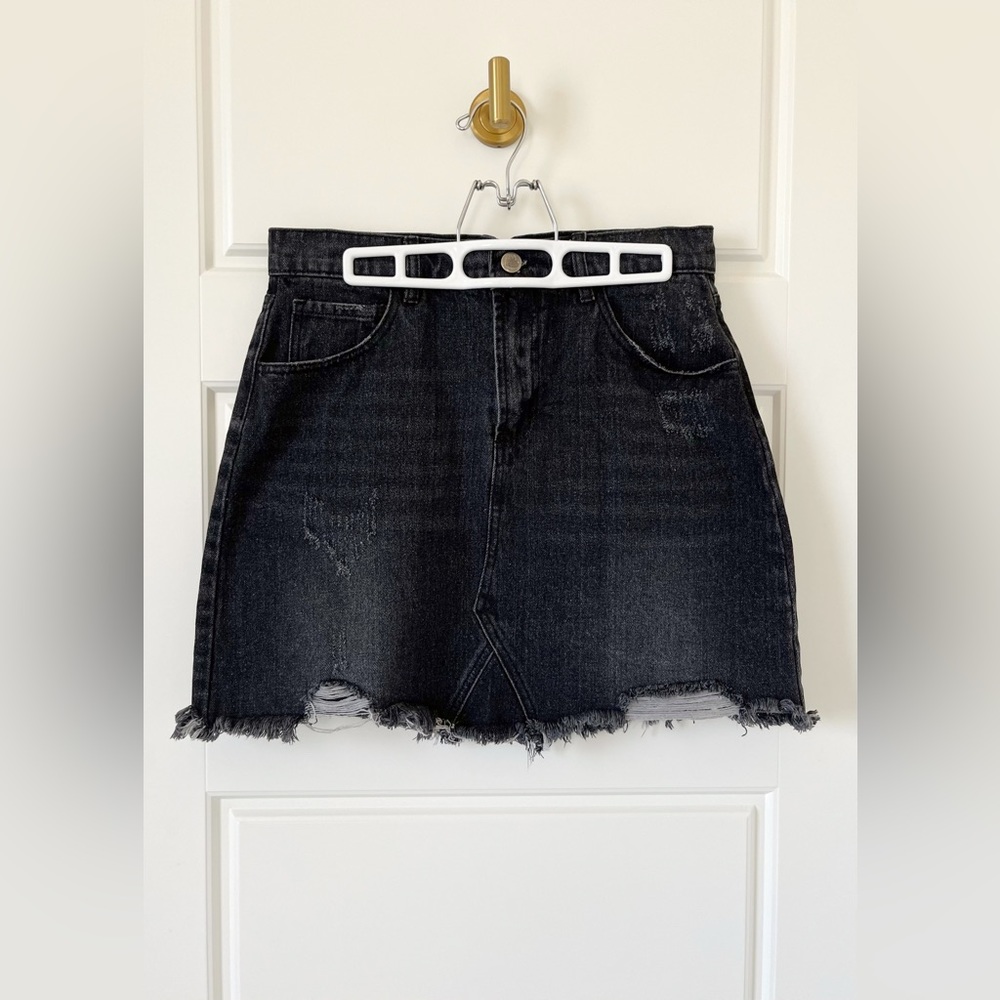 BuddyLove Sharon Distressed Denim Mini Skirt in Gray